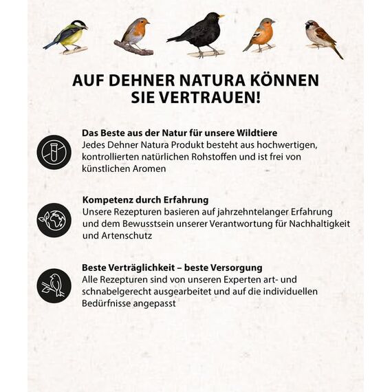 Dehner Natura Premium Wildvogelfutter, Erdnussbutter im Glas, Ganzjahresfutter energiereich / ungesalzen, hochwertiges Vogelfutter für Wildvögel, 8 x 340 g (2.72 kg)