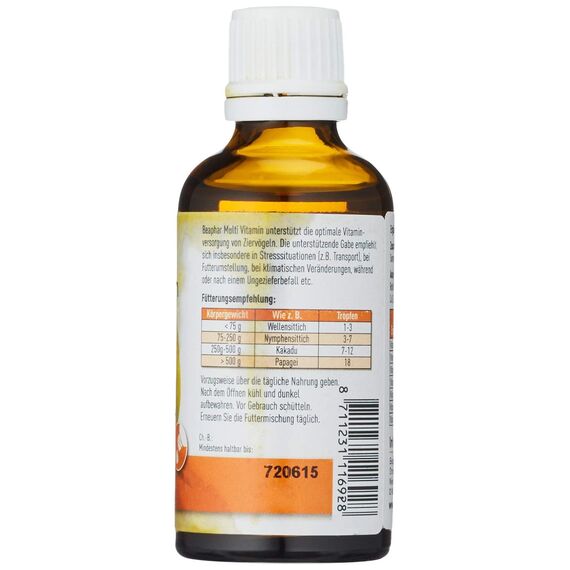 beaphar - Multi Vitamin Komplex - Nahrungsergänzungsmittel Für Vögel - Für Alle Altersgruppen - Vitaminkomplex - Stärkt Die Widerstandsfähigkeit - 50 ml