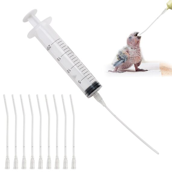 10 Stück Jungvögel Füttern Schlauch, Enthält eine 20-ml-Spritze, Tauben Zubehör, Feeder Futter, Handfütterungswerkzeug für Baby Vögel und Papageien, Milch, Wasser, Medikamente, Einfach zu Reinigen