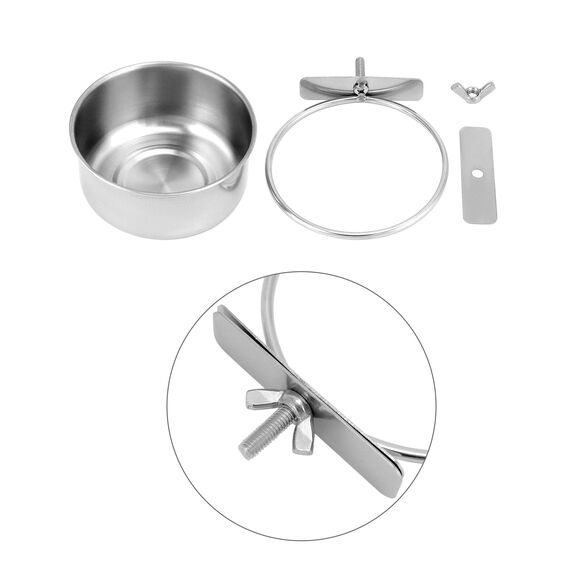 QWORK® 2er-Set Edelstahl Vogel Futternapf zum Einhängen, Vogelkäfig Zubehör, Ratten Käfig Zubehör (10X4.5 cm)