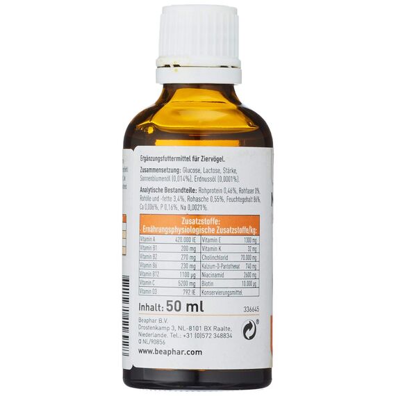 beaphar - Multi Vitamin Komplex - Nahrungsergänzungsmittel Für Vögel - Für Alle Altersgruppen - Vitaminkomplex - Stärkt Die Widerstandsfähigkeit - 50 ml