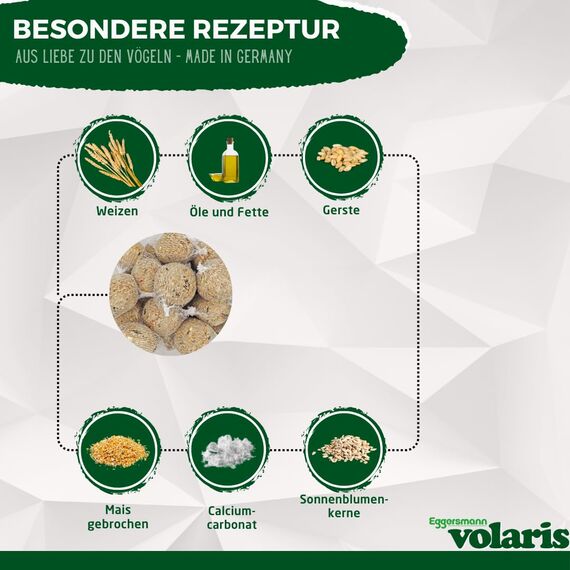 Eggersmann volaris Meisenknödel mit Netz 30 Stück [MEISENkugeln] 2,9 kg – Vogelfutter für Wildvögel – Nährstoffreiche Vogelknödel für alle Gartenvögel – Meisenknödel im Netz ganzjährig & energiereich