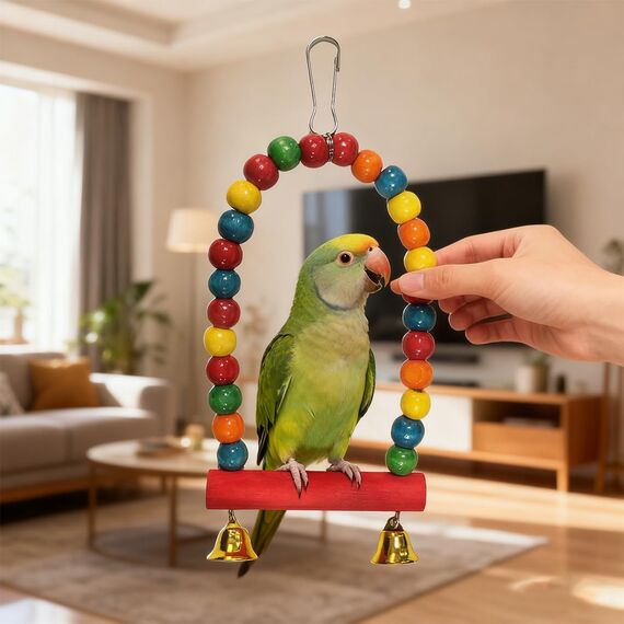 Ruayia Vogelspielzeug für Wellensittiche, 2 Stück Nymphensittich Spielzeug Vogel Hängende Spielplatz für Nymphensittich Spielzeug Wellensittich Spielzeugs Vogelkäfig Zubehör - Stil 4