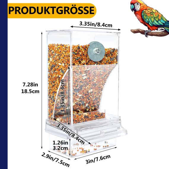 Automatischer Futterspender Vögel und Wasserspender Transparentes Acryl Vogelfutterhaus und Vogel Wasserspender Vogelkäfig, Käfigzubehör für Vögel, Papageien, Kanarienvögel (Futternapfständer+Blue)