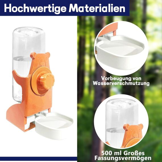 Automatischer Futterspender Vögel und Wasserspender Transparentes Acryl Vogelfutterhaus und Vogel Wasserspender Vogelkäfig, Käfigzubehör für Vögel, Papageien, Kanarienvögel (Futternapfständer+Orange)