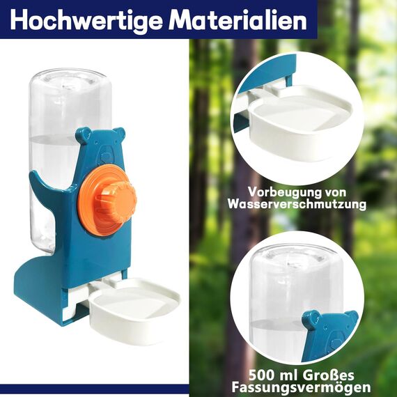 Automatischer Futterspender Vögel und Wasserspender Transparentes Acryl Vogelfutterhaus und Vogel Wasserspender Vogelkäfig, Käfigzubehör für Vögel, Papageien, Kanarienvögel (Futternapfständer+Blue)