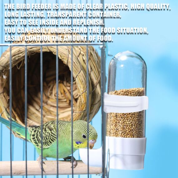 Vögel Wasserspender, 2 Stück 90ML Automatischer Trinkflaschen für Käfig, Kunststoff Papageien Futterspender Tränke Vogelkäfig Zubehör für Wellensittich Lovebirds Nymphensittich