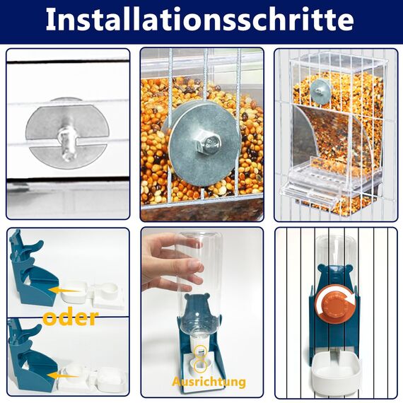 Automatischer Futterspender Vögel und Wasserspender Transparentes Acryl Vogelfutterhaus und Vogel Wasserspender Vogelkäfig, Käfigzubehör für Vögel, Papageien, Kanarienvögel (Futternapfständer+Orange)
