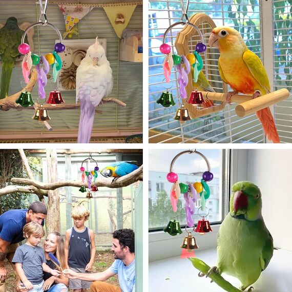 Ruayia Vogelspielzeug für Wellensittiche, 2 Stück Nymphensittich Spielzeug Vogel Hängende Spielplatz für Nymphensittich Spielzeug Wellensittich Spielzeugs Vogelkäfig Zubehör - Stil 3