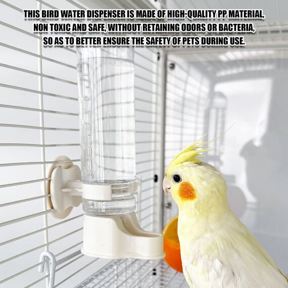 Vögel Wasserspender, 2 Stück Automatischer Trinkflaschen für Käfig, Kunststoff Papageien Futterspender Tränke Vogelkäfig Zubehör für Wellensittich Lovebirds Nymphensittich (Weiß 150ML)