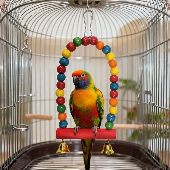 Ruayia Vogelspielzeug für Wellensittiche, 2 Stück Nymphensittich Spielzeug Vogel Hängende Spielplatz für Nymphensittich Spielzeug Wellensittich Spielzeugs Vogelkäfig Zubehör - Stil 4