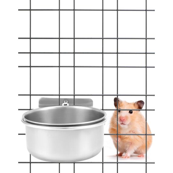 QWORK® 2er-Set Edelstahl Vogel Futternapf zum Einhängen, Vogelkäfig Zubehör, Ratten Käfig Zubehör (10X4.5 cm)