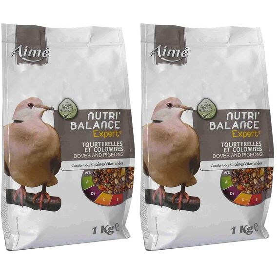Aime Nahrung für Turteltauben und Tauben, Nutri'Balance Expert, Expertenmenü für Turteltauben, Beutel mit 1 kg (Packung mit 2)