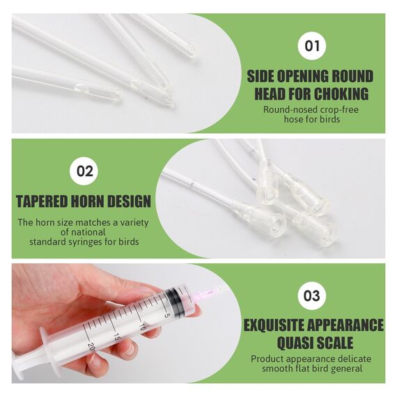 10 Stück Jungvögel Füttern Schlauch, Enthält eine 20-ml-Spritze, Tauben Zubehör, Feeder Futter, Handfütterungswerkzeug für Baby Vögel und Papageien, Milch, Wasser, Medikamente, Einfach zu Reinigen