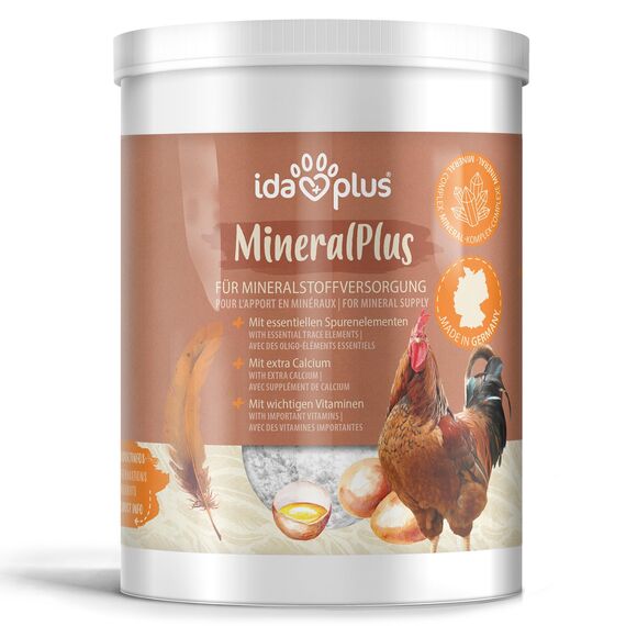 Ida Plus - MineralPlus - Futterkalk für Hühner - Premium MineralPlus - Mineralstoffe für Hühner & Vitaminmischung - Rundumversorgung - MineralPlus mit Kalzium - 1 kg