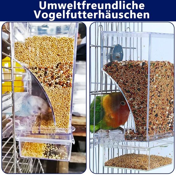 Automatischer Futterspender für Vögel Papageien Acryl Transparent Vogelfutterhaus Sittiche Käfig Futterautomat Vogelfutterspender Käfigzubehör für Kanarienvögel Nymphensittiche Finken
