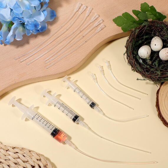 15 Stück Jungvögel Füttern Schlauch, Spritzen mit Schlauch Vogel Zubehör Aufziehspritze Tauben Feeder Handfütterungswerkzeug Milch Wasser Ernährungssonde für Baby Vögel und Papageien（2,5+ 5+ 10ml）