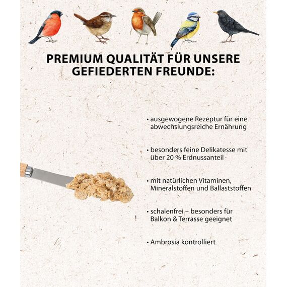Dehner Natura Premium Wildvogelfutter, Erdnuss-Aufstrich, Erdnussbutter im Eimer, Ganzjahresfutter energiereich, hochwertiges Vogelfutter für Wildvögel, 2 kg
