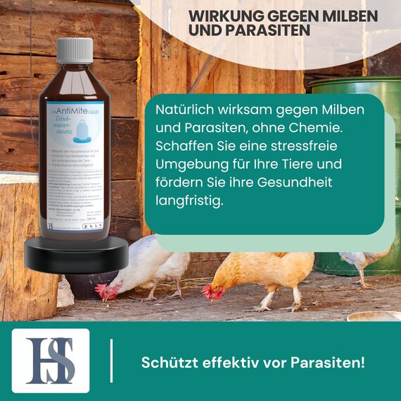 HS AntiMite liquid 500 ml - Trinkwasserzusatz 100% biologisch - gegen Milben und Parasiten