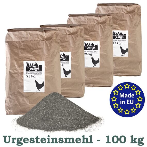 Petigi Urgesteinsmehl, Geflügeleinstreu Staubbad Sandbad, Steinmehl für Hühner und Wachteln, Badesand Pulver für Hühnerstall und Hühnergehege, Menge:100 kg