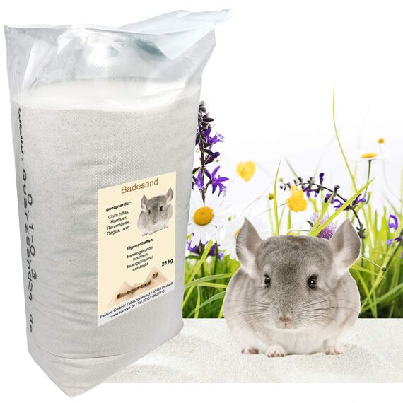 SaMore GmbH 25 KG SaMore Chinchillasand Badesand Hamster Degus Rennmäuse hochrein samtweich