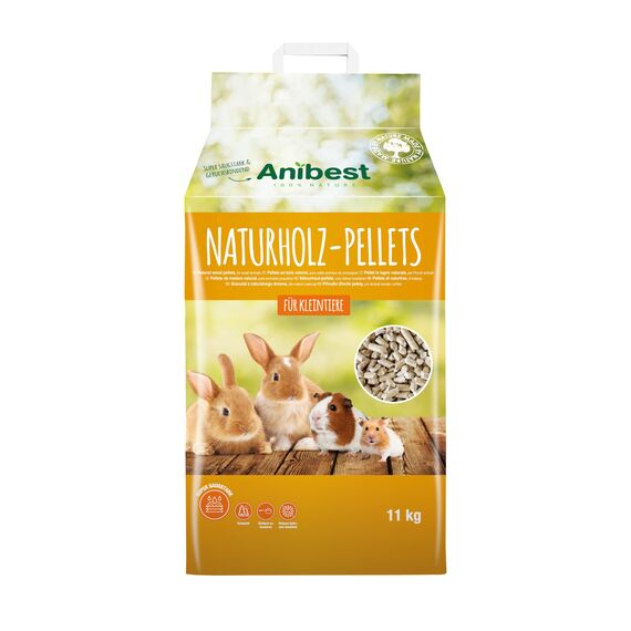 Anibest Kleintierpellets, 100% natürliche Einstreu für Kaninchen, Hamster, Meerschweinchen und Co, saugfähige & geruchsbindende Holzpellets, leicht dosierbare Unterstreu, 11 kg/ 20 l