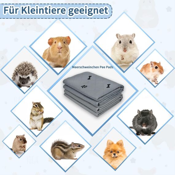 PICK FOR LIFE Saugfähige PIPI-Pads für Meerschweinchen, 2 Stück 60x90cm Waschbare PIPI Pads für Kaninchen, Wiederverwendbare PIPI Matten, Unterlagen für Hamster, Kaninchen, Hunde