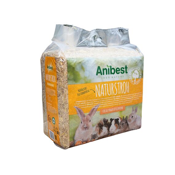 Anibest Naturstroh, Kleintierstreu, 100 % natürliche Einstreu für alle Nager & Kleintiere, Kaninchen, Hamster, Meerschweinchen und Co, saugfähig, wärmeisolierend, Made in Germany, 4 kg