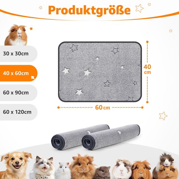 PICK FOR LIFE wasserdichte & Schnell Saugfähige PIPI Pads für Meerschweinchen und Kaninchen - Waschbare Fleece Unterlage für Käfig, Boden, Sofa