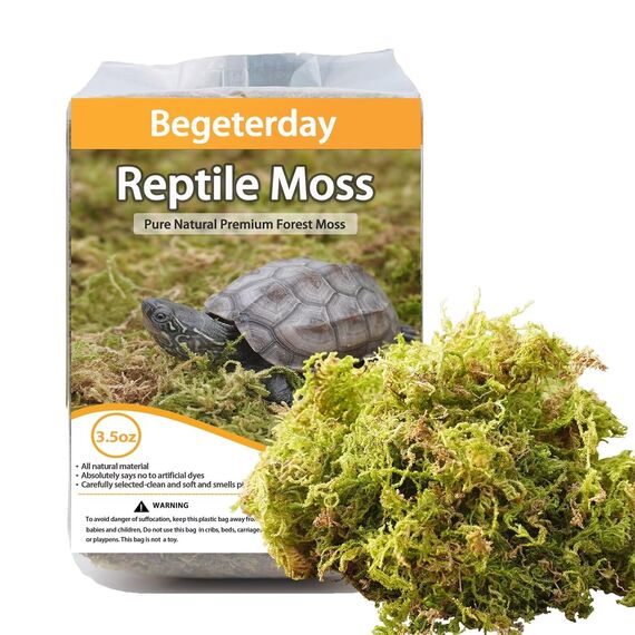 Begeterday 99g Reines Natürliches Moos für Schildkröten, Ideales Zubehör für Schildkrötenbecken, Gut für Die Aufrechterhaltung Der Luftfeuchtigkeit Und Zum Warmhalten im Winter