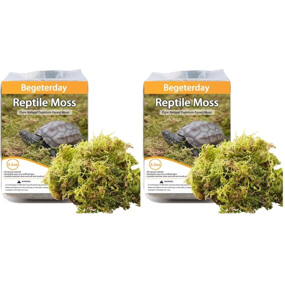 Begeterday 99g Reines Natürliches Moos für Schildkröten, Ideales Zubehör für Schildkrötenbecken, Gut für Die Aufrechterhaltung Der Luftfeuchtigkeit Und Zum Warmhalten im Winter (Packung mit 2)