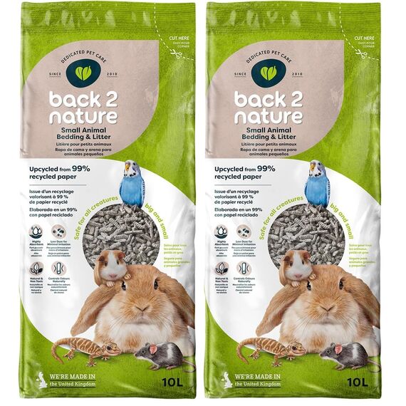 Back 2 Nature Einstreu & Streu (10l) – Hochabsorbierend, aus 99 % Recyclingpapier, weich & sicher für Kaninchen-, Vogel-, Frettchen- & Hamsterkäfige, kompostierbar & frisch duftend Hamstereinstreu