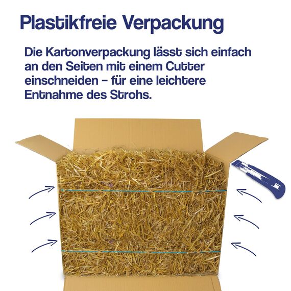 Gebrüder Goller - 10kg Strohballen - für Kaninchen, Meerschweinchen, Hamster und Hasen, auch geeignet als Deko-Stroh, Ballen Direkt aus Bayern