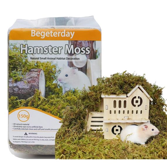 Begeterday 150g reines natürliches Wald moos für Hamster Einstreu, Kleintier Lebensraum Dekoration, gut für Hamsterkäfige Zubehör