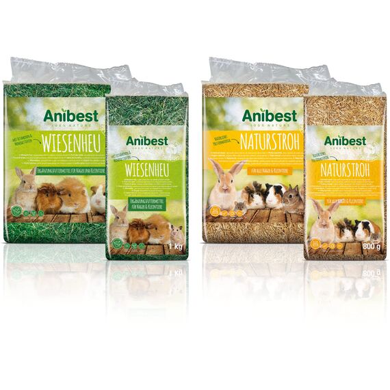 Anibest Naturstroh, Kleintierstreu, 100 % natürliche Einstreu für alle Nager & Kleintiere, Kaninchen, Hamster, Meerschweinchen und Co, saugfähig, wärmeisolierend, Made in Germany, 4 kg
