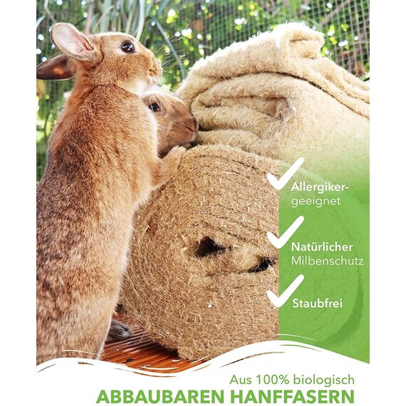 Nagerteppich aus 100% Hanf, 150 x 80cm, 5mm dick, Hanfteppich für alle Arten Kleintiere, Hanfmatte Nagermatte Nager-Teppich Bodenabdeckung (12 Stück)