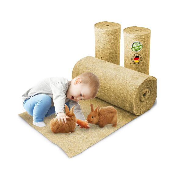 Nagerteppich aus 100% Hanf auf Rolle mit 5m Länge, 50cm Breite, 5mm dick, Hanfteppich für alle Arten Kleintiere, Hanfmatte Nagermatte Nager-Teppich