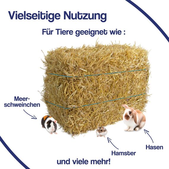 Gebrüder Goller - 10kg Strohballen - für Kaninchen, Meerschweinchen, Hamster und Hasen, auch geeignet als Deko-Stroh, Ballen Direkt aus Bayern