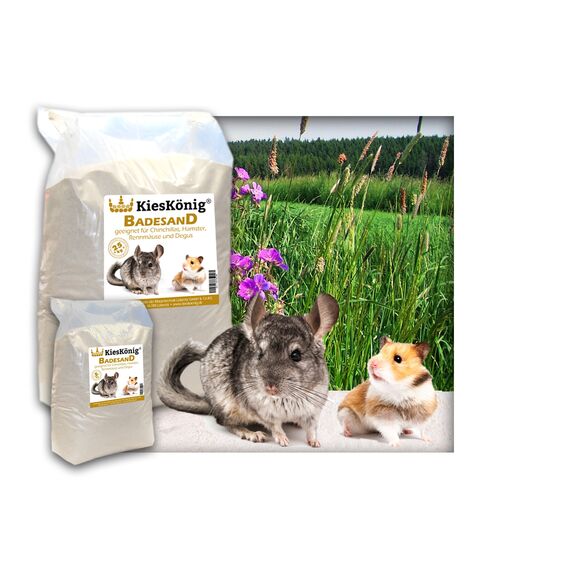 Premium Badesand für Chinchillasand, Hamster, Rennmäuse und Degus - samtweiche abgerundete Körnung 5 Kilogramm