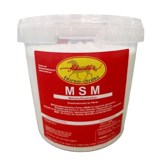 Scheidler horse-direkt MSM 1500 g Eimer (Methylsulfonylmethan) organischer Schwefel, hochrein, 34% Schwefel für Pferde, Ponys - inkl. Messlöffel