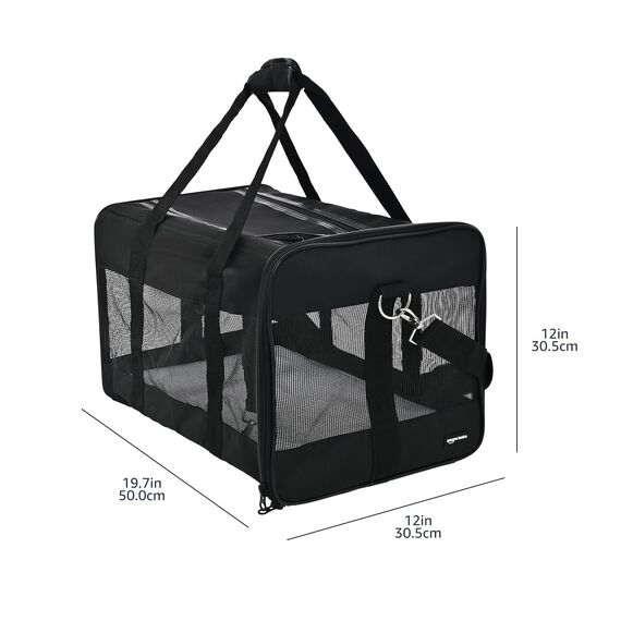 Amazon Basics Haustiertragetasche, weich für Hund, L, schwarz, L 50 x B 30.4 x H 30.4 cm