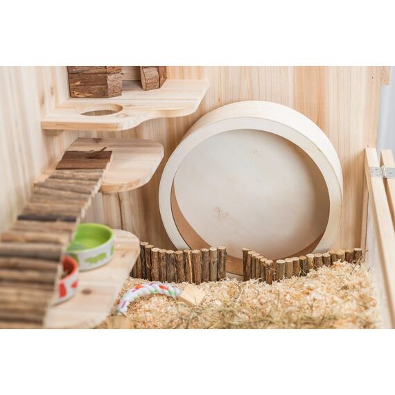 TRIXIE Holz-Laufrad ø 21 cm - unbehandelt - geschlossene Lauffläche mit Kork-Bezug - leichtgängiges Kugellager - 21 x 24 x 10 cm - 60922