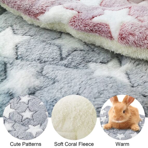 Barley Ears 2 Stück Plüschbett für Kleine Tiere, Winter Warm Flauschige Flanell Fleecedecke Bettmatte für Kätzchen, Kaninchen, Chinchilla, Eichhörnchen, Meerschweinchen (Grau: 34 x 28 cm)