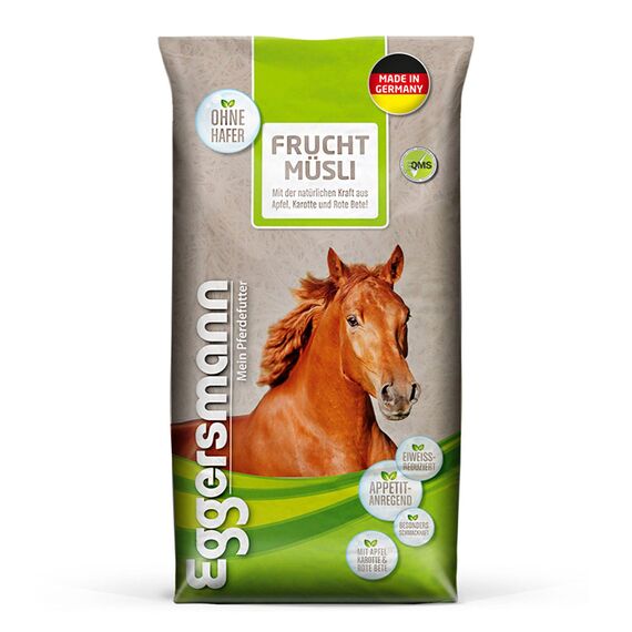 Eggersmann Frucht Müsli 20 kg – Eiweißreduziertes Pferdemüsli – Zusatzfutter mit hohem Gehalt an Fruchttrestern – Natürliches Eggersmann Pferdefutter