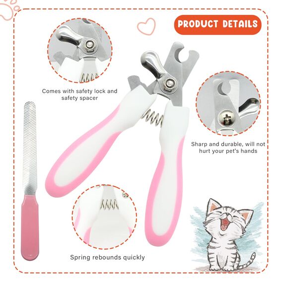 Crafterlife Kaninchen-Fellpflege-Set mit Haustierausfall Zupfbürste Nagelknipser Haustiermassage Badhandschuh Flohkamm für Hasen Welpen Kätzchen Meerschweinchen Frettchen kleine Tiere (rot, rosa)