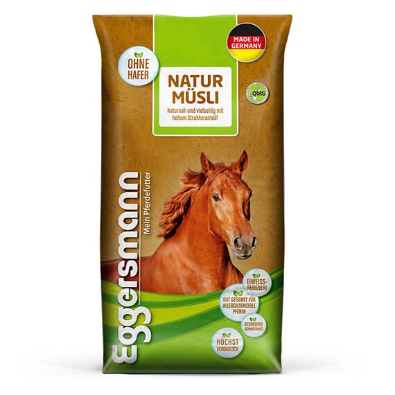 Eggersmann Natur Müsli 20 kg – Naturnahes Pferdemüsli ohne künstliche Zusatzstoffe für allergiesensible Pferde - Natürliches Eggersmann Pferdefutter