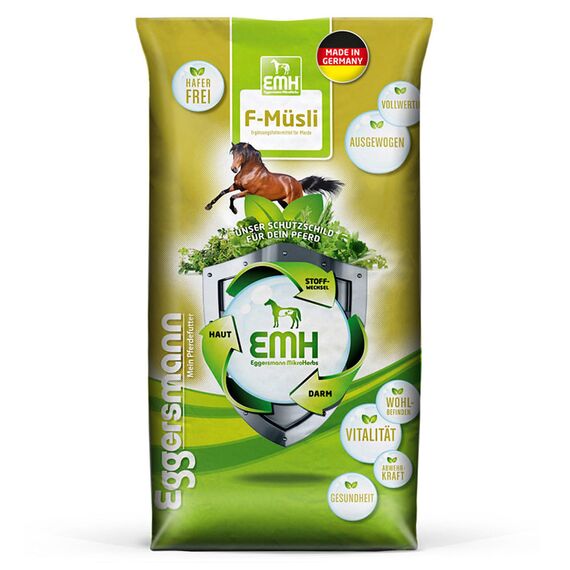 Eggersmann EMH F-Müsli - Pferdemüsli Kraftfutter ohne Hafer für Pferde - 20kg Natürliches Pferdefutter mit ausgewogenen Nährstoffen