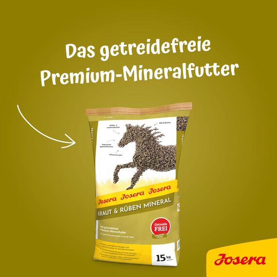 Josera Kraut und Rüben Mineral (1 x 15kg) Premium Pferdefuttergetreidefreies MineralfutterStärke- und Zuckerreduziert1er Pack