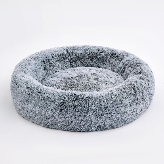 Pisi Bili Hundebett Katzenbett 50 cm Waschbar flauschig orthopädische Hundebetten große und kleine Hunde Katzenschlafplatz für Katzen Donut (Grau 50 cm)