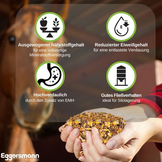 Eggersmann EMH F-Müsli - Pferdemüsli Kraftfutter ohne Hafer für Pferde - 20kg Natürliches Pferdefutter mit ausgewogenen Nährstoffen